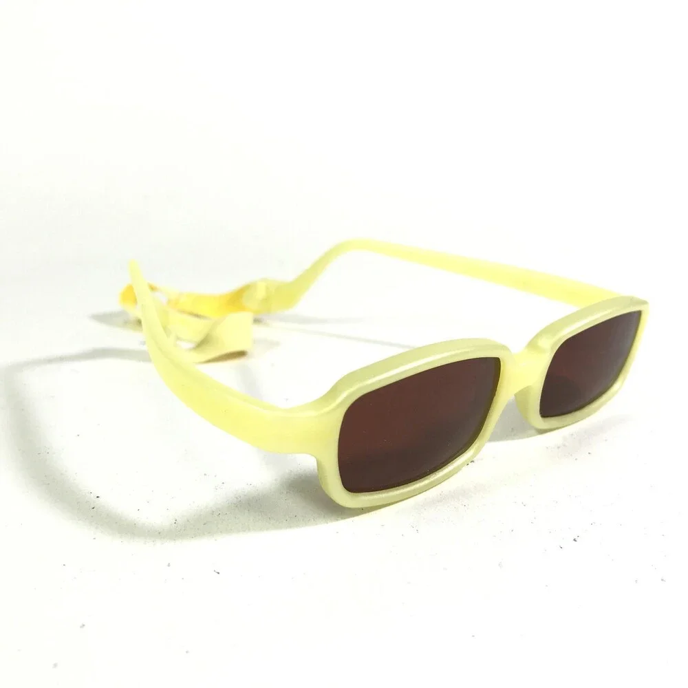 Miraflex Sunglasses NEW BABY 2 Yellow Rectangular Frames with Brown Lenses 42-14